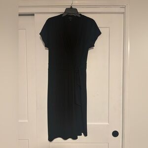 Ann Taylor Factory Black Midi Wrap Dress